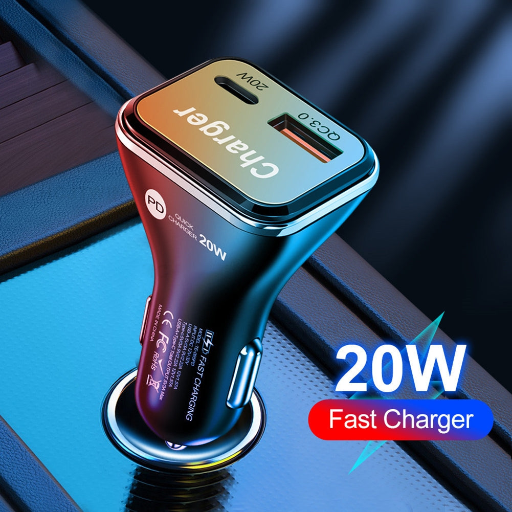 USB C Car Charger Adapter Dual Port QC3.0+PD20W Fast Charging Adapter Circuit Protection Compact Charger 12V/24V Universal For Most Vehicles black - Premium Car Chargers from Rapidvehicles - Just $15.99! Shop now at Rapidvehicles