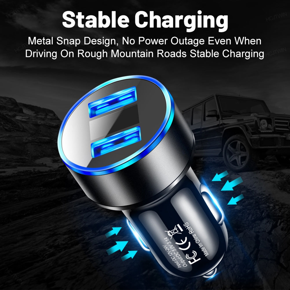 Car Charger Dual Port USB Fast Charging Adapter For Mobile Phones Tablets LED Display Circuit Protection 12V/24V Universal For Most Vehicles silver - Premium Car Chargers from Rapidvehicles - Just $10.41! Shop now at Rapidvehicles