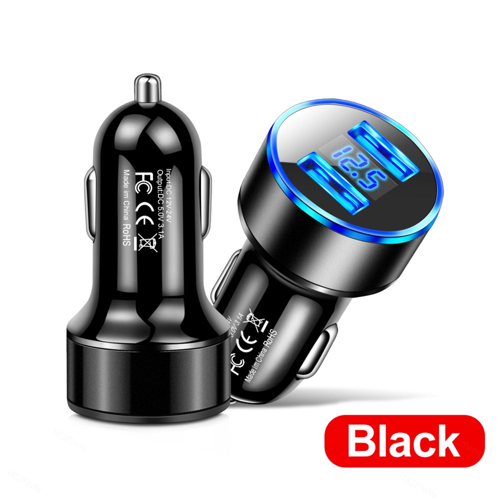 Car Charger Dual Port USB Fast Charging Adapter For Mobile Phones Tablets LED Display Circuit Protection 12V/24V Universal For Most Vehicles silver - Premium Car Chargers from Rapidvehicles - Just $10.41! Shop now at Rapidvehicles