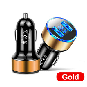 Car Charger Dual Port USB Fast Charging Adapter For Mobile Phones Tablets LED Display Circuit Protection 12V/24V Universal For Most Vehicles gold - Premium Car Chargers from Rapidvehicles - Just $10.41! Shop now at Rapidvehicles