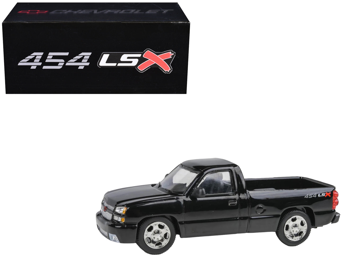 2006 Chevrolet Silverado 454 LSX Pickup Truck Onyx Black 1/64 Diecast Model Car by Paragon Models