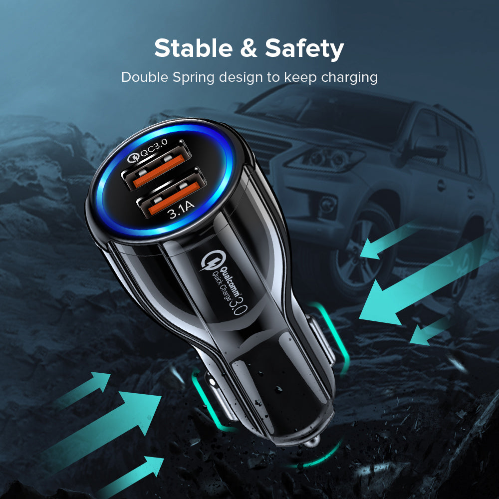 18W 3.1A Car Charger Fast Charger 3.0 Universal Dual USB Adapter - Premium Car Chargers from Rapidvehicles - Just $21.99! Shop now at Rapidvehicles