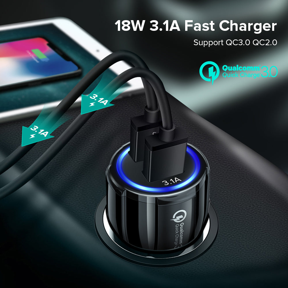 18W 3.1A Car Charger Fast Charger 3.0 Universal Dual USB Adapter for Samsung Xiaomi 8 Mobile Phone white_Car charger + IOS data cable - Premium Car Chargers from Rapidvehicles - Just $17.99! Shop now at Rapidvehicles