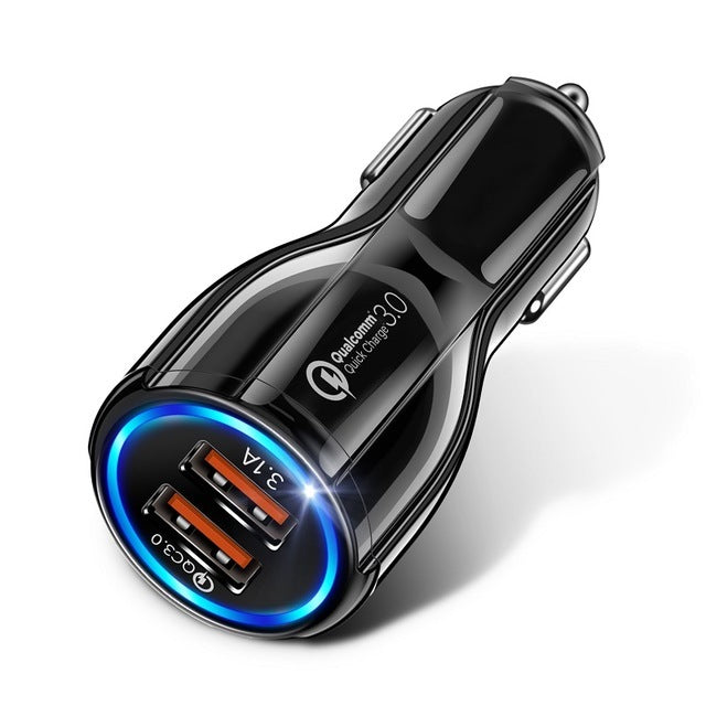 18W 3.1A Car Charger Fast Charger 3.0 Universal Dual USB Adapter for Samsung Xiaomi 8 Mobile Phone black_Car charger +type-c data cable - Premium Car Chargers from Rapidvehicles - Just $16.99! Shop now at Rapidvehicles