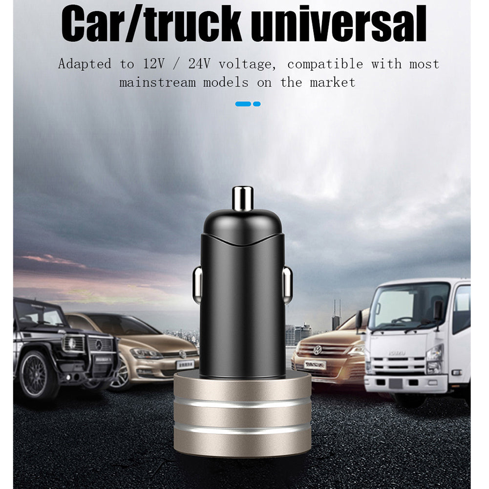 3.1A Dual USB Type-C Car Charger Fast Charging with LED Display Universal Mobile Phone Tablet  Silver - Premium Car Chargers from Rapidvehicles - Just $17.99! Shop now at Rapidvehicles