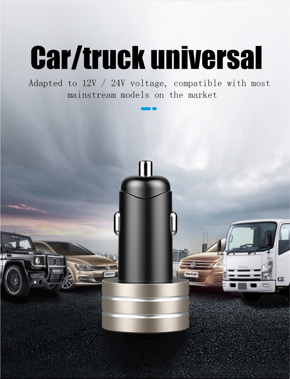 3.1A Dual USB Type-C Car Charger Fast Charging with LED Display Universal Mobile Phone Tablet  Silver - Premium Car Chargers from Rapidvehicles - Just $17.99! Shop now at Rapidvehicles