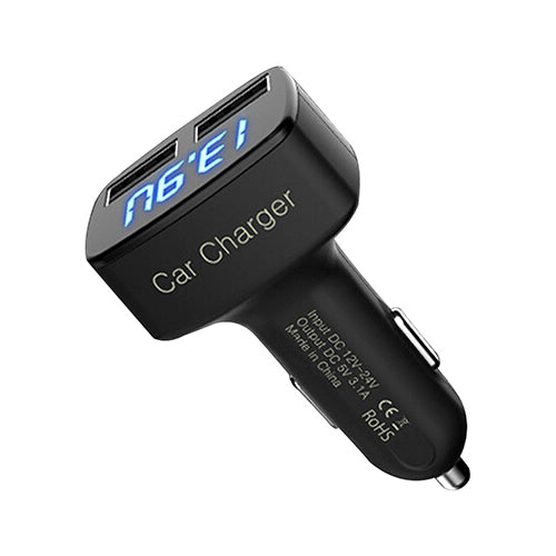 DC 5V 3.1A 4 in 1 LED Digital Voltmeter Ammeter Thermometer Dual USB Universal Car Charger Voltage Current Temperature Meter White blue light - Premium Car Chargers from Rapidvehicles - Just $13.99! Shop now at Rapidvehicles