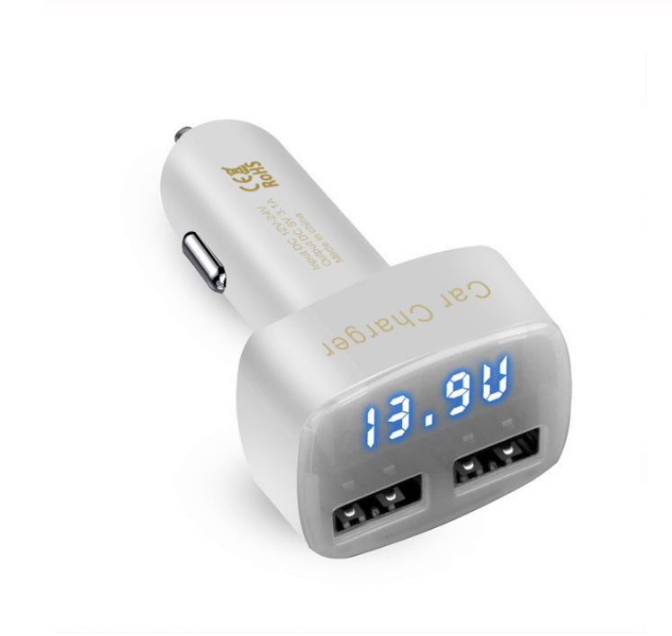 DC 5V 3.1A 4 in 1 LED Digital Voltmeter Ammeter Thermometer Dual USB Universal Car Charger Voltage Current Temperature Meter White blue light - Premium Car Chargers from Rapidvehicles - Just $13.99! Shop now at Rapidvehicles