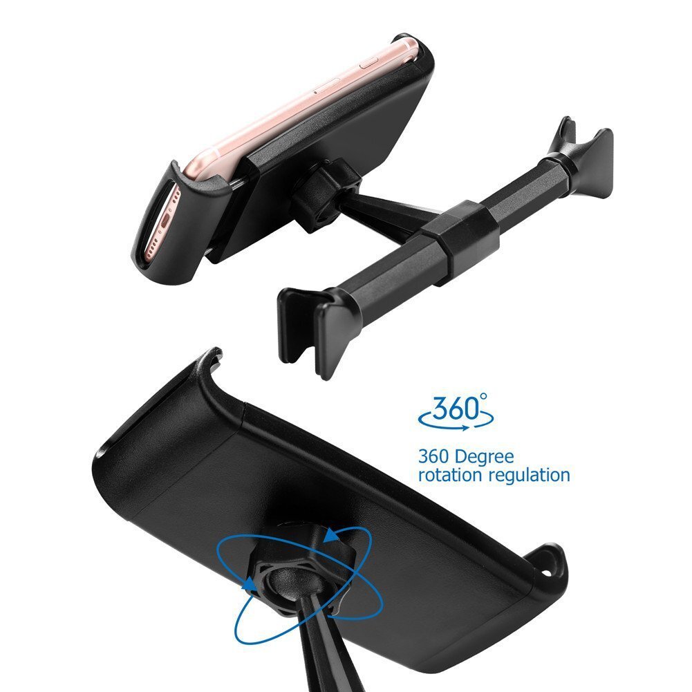 Adjustable Phone Tablet Stand Car Rear Seat Holder Vehicle Headrest Bracket Universal Mount Compatible for Apple iPhone iPad black - Premium Car Mounts & Holders from Rapidvehicles - Just $24.99! Shop now at Rapidvehicles