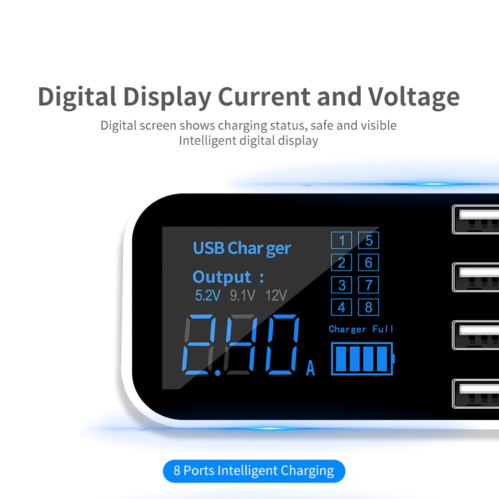 8 Ports USB Car Charger LED Digital Display Fast Charging Car Phone Charger white - Premium Car Chargers from Rapidvehicles - Just $33.99! Shop now at Rapidvehicles