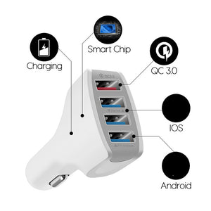 Smart  Qc3.0  Fast  Charger 4 USB Car Charger 3.5a Fast Charger For Android Iphone White - Premium Car Chargers from Rapidvehicles - Just $13.99! Shop now at Rapidvehicles