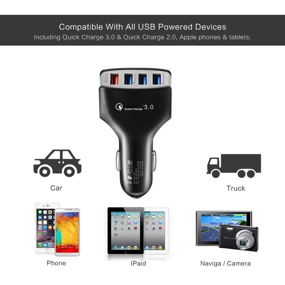 Smart  Qc3.0  Fast  Charger 4 USB Car Charger 3.5a Fast Charger For Android Iphone White - Premium Car Chargers from Rapidvehicles - Just $13.99! Shop now at Rapidvehicles