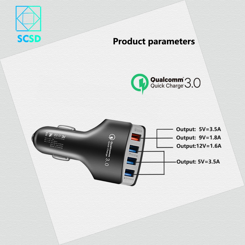 Smart  Qc3.0  Fast  Charger 4 USB Car Charger 3.5a Fast Charger - Premium Car Chargers from Rapidvehicles - Just $14.99! Shop now at Rapidvehicles