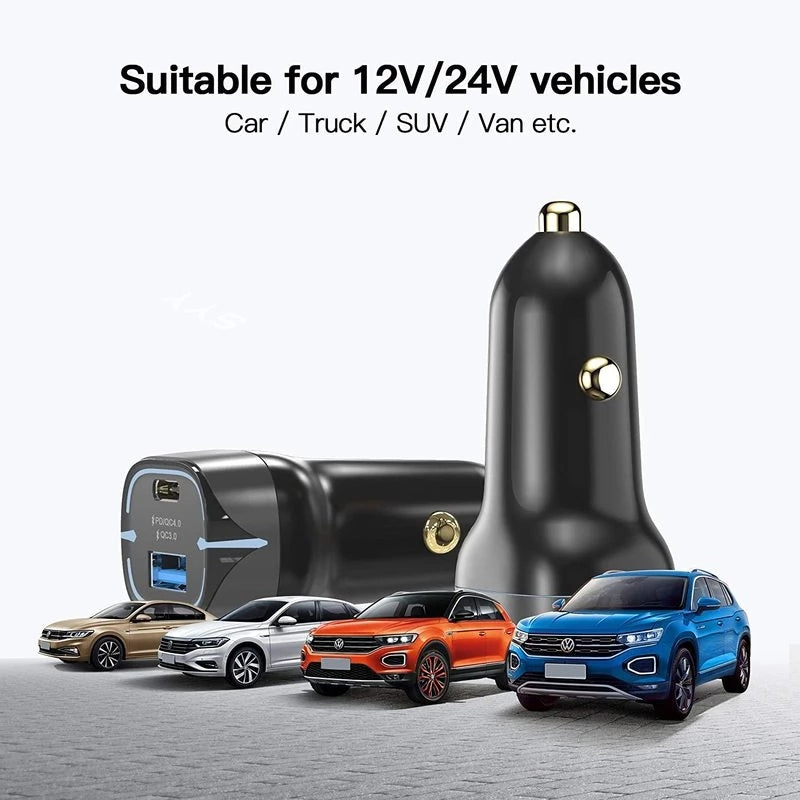 40w Usb Dual Port Fast Car  Charger Adapter, Compatible For Iphone 12 11 Pro Max Xs Samsung Galaxy S20 S21 Lg Ipad Macbook Pro black - Premium Car Chargers from Rapidvehicles - Just $23.99! Shop now at Rapidvehicles