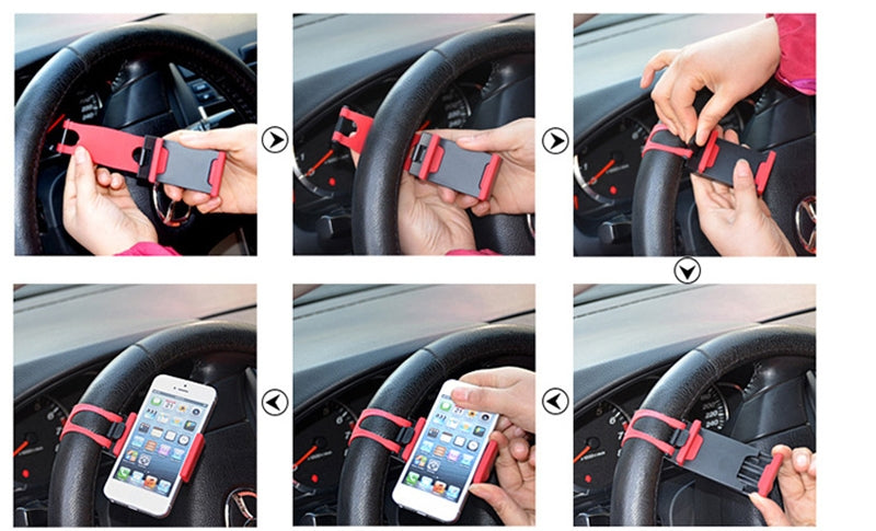 Multifunctional Car Steering Wheel Mobile Phone  Holder Steering Wheel Pendant Phone Holder Car Mobile Phone Bracket Phone Holder Red - Premium Car Mounts & Holders from Rapidvehicles - Just $15.99! Shop now at Rapidvehicles