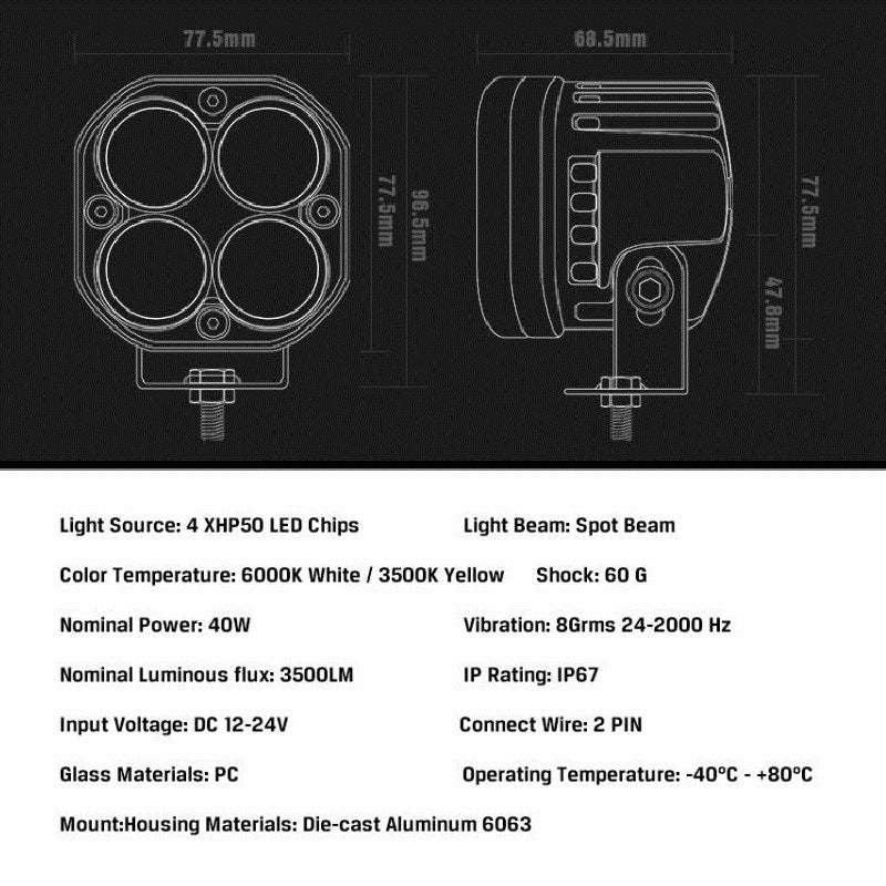 Car Motorcycle 3 Inch 40w Led Waterproof Working Light Spotlight Off-road Atv Driving Light Headlight Spot Light For Trucks Cars White light - Premium Car LED Lights from Rapidvehicles - Just $27.07! Shop now at Rapidvehicles