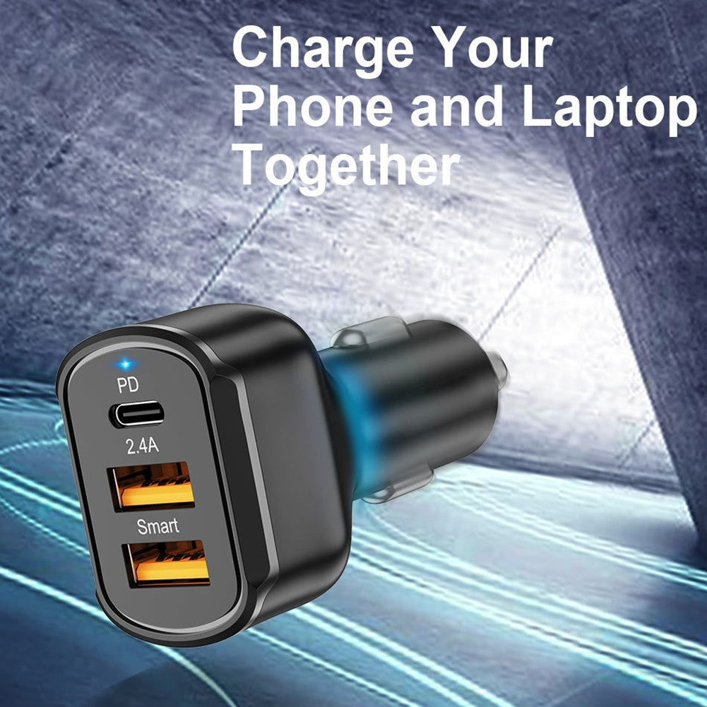 Pd+2.4a Type-c Dual Usb Car Charger 30w Charging Adapter - Premium Car Chargers from Rapidvehicles - Just $17.99! Shop now at Rapidvehicles