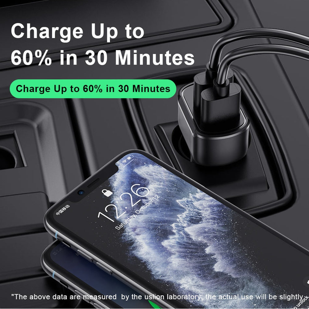 Pd+2.4a Type-c Dual Usb Car Charger 30w Charging Adapter - Premium Car Chargers from Rapidvehicles - Just $17.99! Shop now at Rapidvehicles