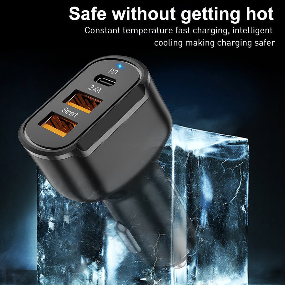 Pd+2.4a Type-c Dual Usb Car Charger 30w Charging Adapter - Premium Car Chargers from Rapidvehicles - Just $17.99! Shop now at Rapidvehicles