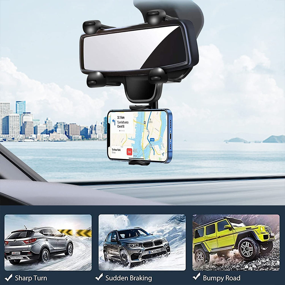 Foldable Car Rearview Mirror Mobile Phone  Holder Universal Multifunctional Adjustable Rotatable Gps Navigation Phone Bracket 203 black - Premium Car Organizers from Rapidvehicles - Just $14.90! Shop now at Rapidvehicles