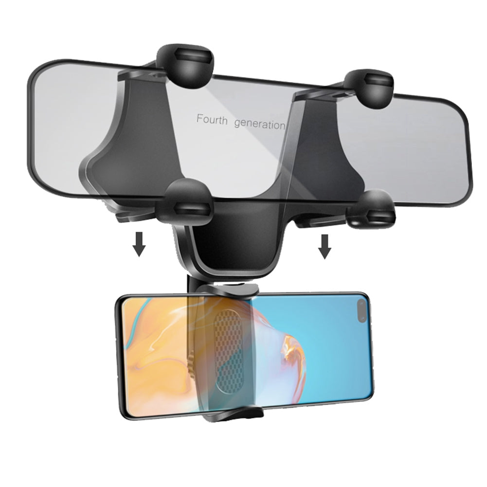 Foldable Car Rearview Mirror Mobile Phone  Holder Universal Multifunctional Adjustable Rotatable Gps Navigation Phone Bracket 203 black - Premium Car Organizers from Rapidvehicles - Just $14.90! Shop now at Rapidvehicles