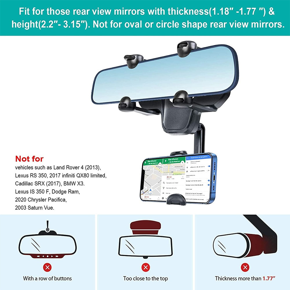 Foldable Car Rearview Mirror Mobile Phone  Holder Universal Multifunctional Adjustable Rotatable Gps Navigation Phone Bracket 203 black - Premium Car Organizers from Rapidvehicles - Just $14.90! Shop now at Rapidvehicles