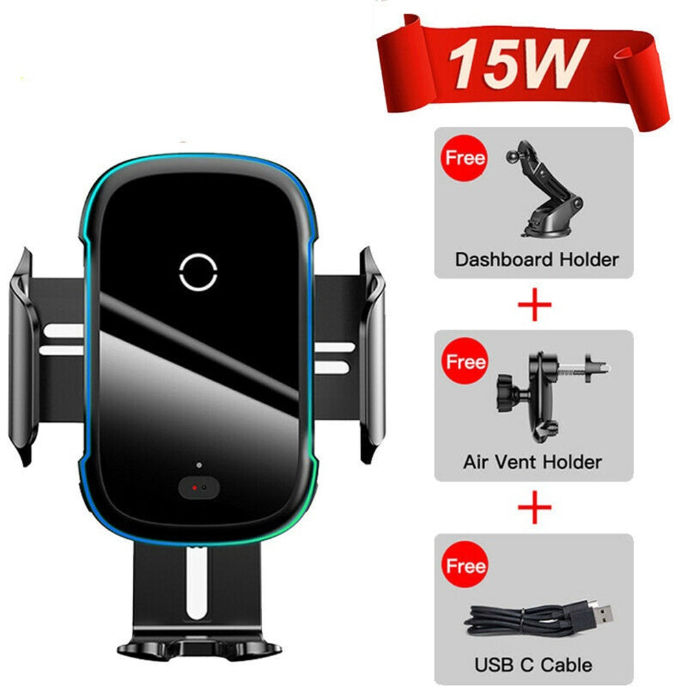 Infrared Induction Automatic Locking Car Phone  Holder Bracket Wireless Charger Mobile Smartphone Support Cell Phone Stand black - Premium Car Mounts & Holders from Rapidvehicles - Just $49.99! Shop now at Rapidvehicles