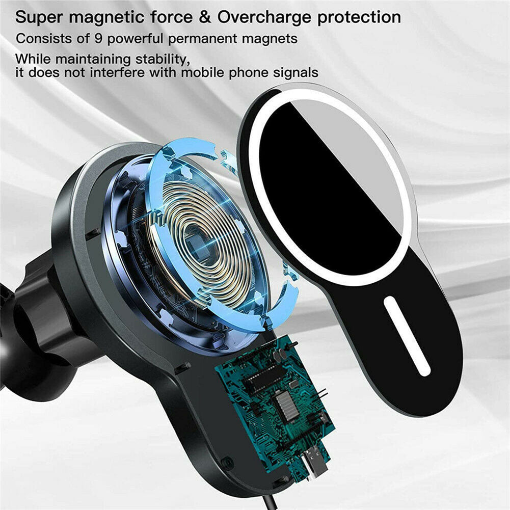 15w Sturdy Magnetic  Wireless  Car  Charger With Vent Phone Mount Convenient Charging Tool Compatible For Iphone 12 12pro 12pro Max 12 Mini black - Premium Car Chargers from Rapidvehicles - Just $34.99! Shop now at Rapidvehicles