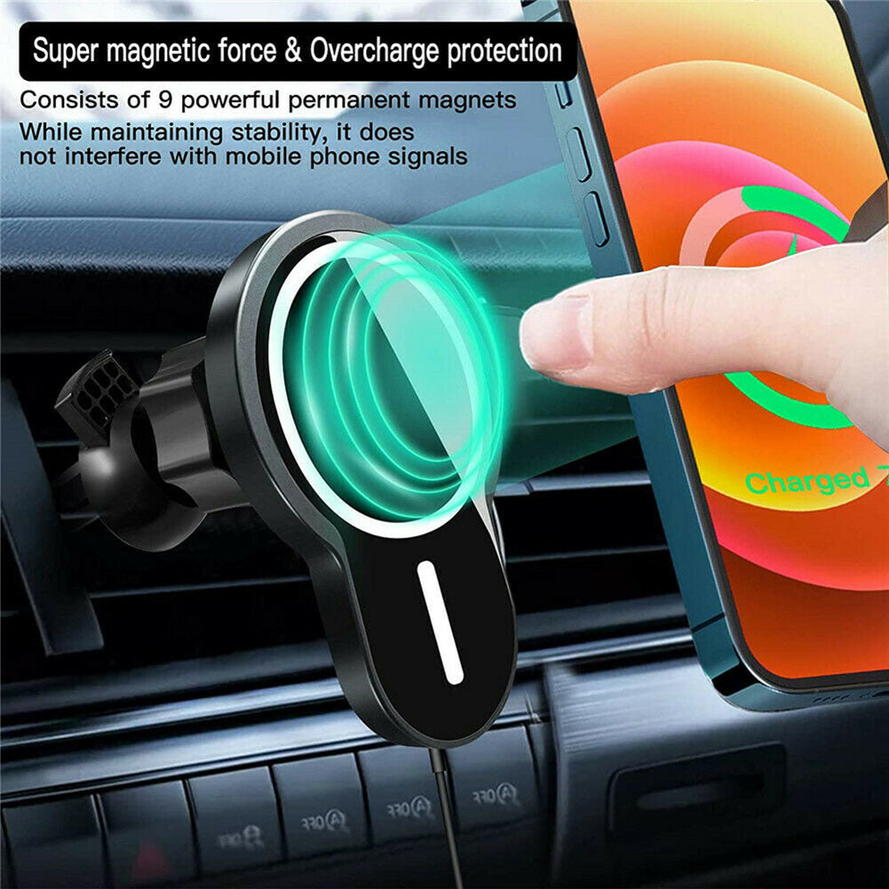 15w Sturdy Magnetic  Wireless  Car  Charger With Vent Phone Mount Convenient Charging Tool Compatible For Iphone 12 12pro 12pro Max 12 Mini black - Premium Car Chargers from Rapidvehicles - Just $34.99! Shop now at Rapidvehicles