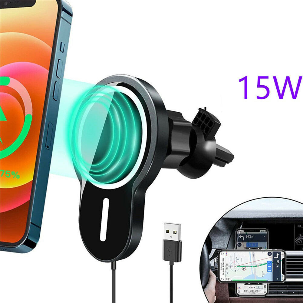 15w Sturdy Magnetic  Wireless  Car  Charger With Vent Phone Mount Convenient Charging Tool Compatible For Iphone 12 12pro 12pro Max 12 Mini black - Premium Car Chargers from Rapidvehicles - Just $34.99! Shop now at Rapidvehicles