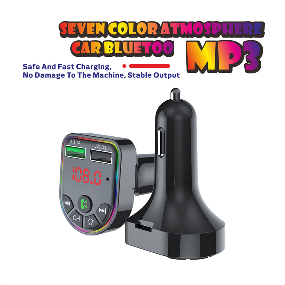 Ambient Light Bluetooth-compatible 5.0 Fm Transmitter Car  Mp3  Player Wireless Audio Receiver Handsfree Dual Usb Fast Charger F5 black - Premium Car Chargers from Rapidvehicles - Just $15.99! Shop now at Rapidvehicles