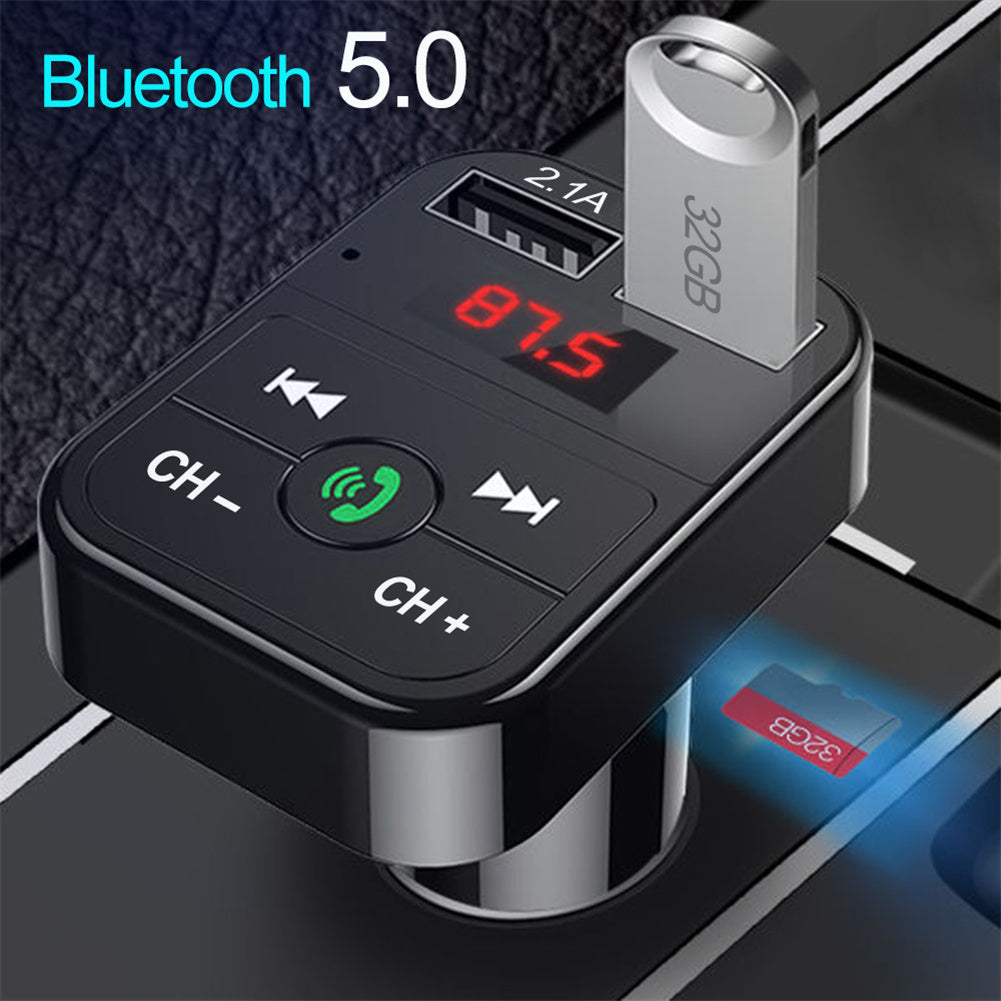 Bluetooth-compatible 5.0 Fm Car  Transmitter Wireless Audio Receiver Hands-free Calling 2.1a Mp3 Player Dual Usb Fast Charger silver - Premium Car Chargers from Rapidvehicles - Just $14.99! Shop now at Rapidvehicles