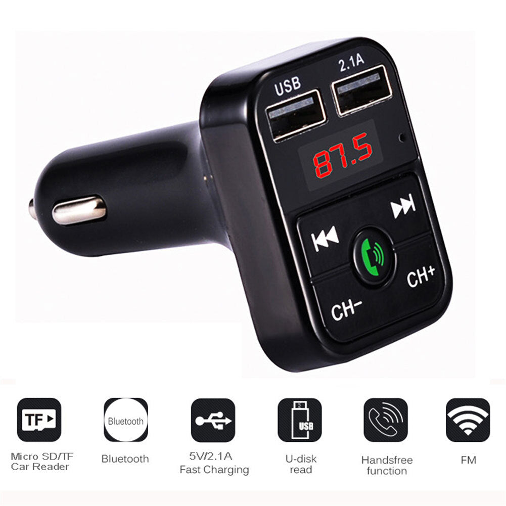 Bluetooth-compatible 5.0 Fm Car  Transmitter Wireless Audio Receiver Hands-free Calling 2.1a Mp3 Player Dual Usb Fast Charger silver - Premium Car Chargers from Rapidvehicles - Just $14.99! Shop now at Rapidvehicles