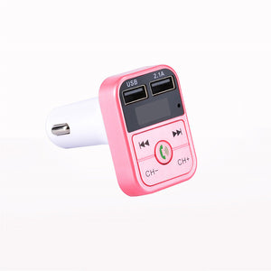 Bluetooth-compatible 5.0 Fm Car  Transmitter Wireless Audio Receiver Hands-free Calling 2.1a Mp3 Player Dual Usb Fast Charger pink - Premium Car Chargers from Rapidvehicles - Just $14.99! Shop now at Rapidvehicles