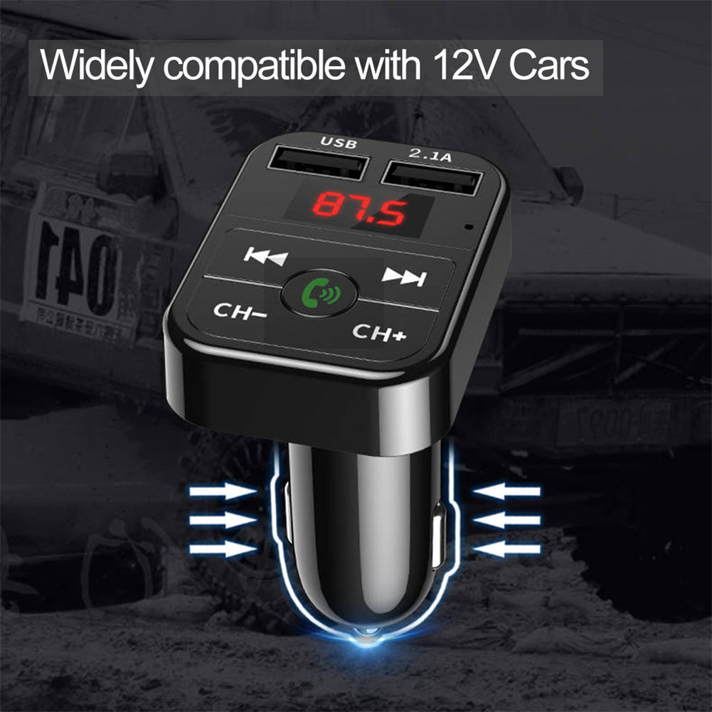 Bluetooth-compatible 5.0 Fm Car  Transmitter Wireless Audio Receiver Hands-free Calling 2.1a Mp3 Player Dual Usb Fast Charger black - Premium Car Chargers from Rapidvehicles - Just $14.99! Shop now at Rapidvehicles