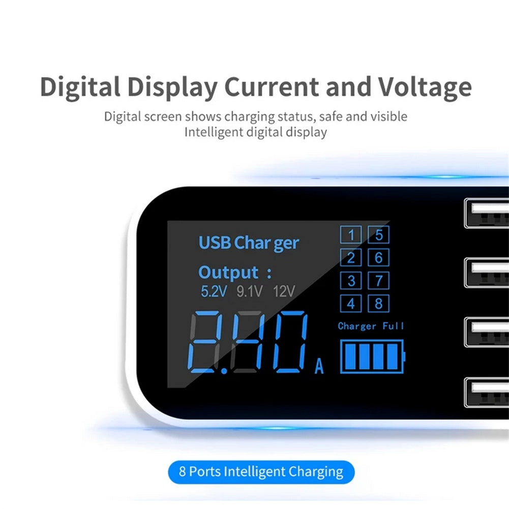 8-port Output Usb Car Charger 12v-24v Led Digital Display Ultra-thin Fast Charger black - Premium Car Chargers from Rapidvehicles - Just $32.99! Shop now at Rapidvehicles