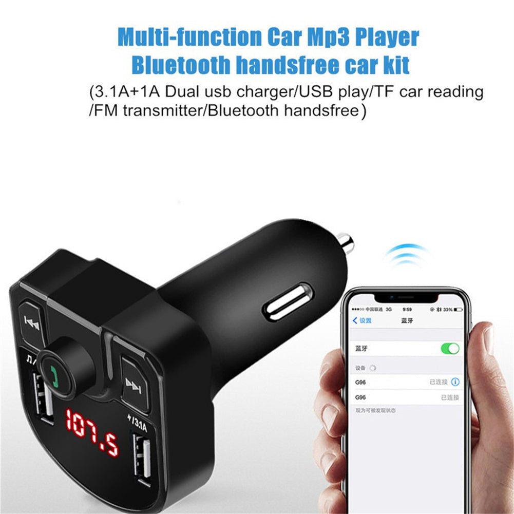 Car Fm Transmitter Bluetooth Hands-free Receiver Dual USB Fast Charger Black - Premium Car Chargers from Rapidvehicles - Just $15.99! Shop now at Rapidvehicles