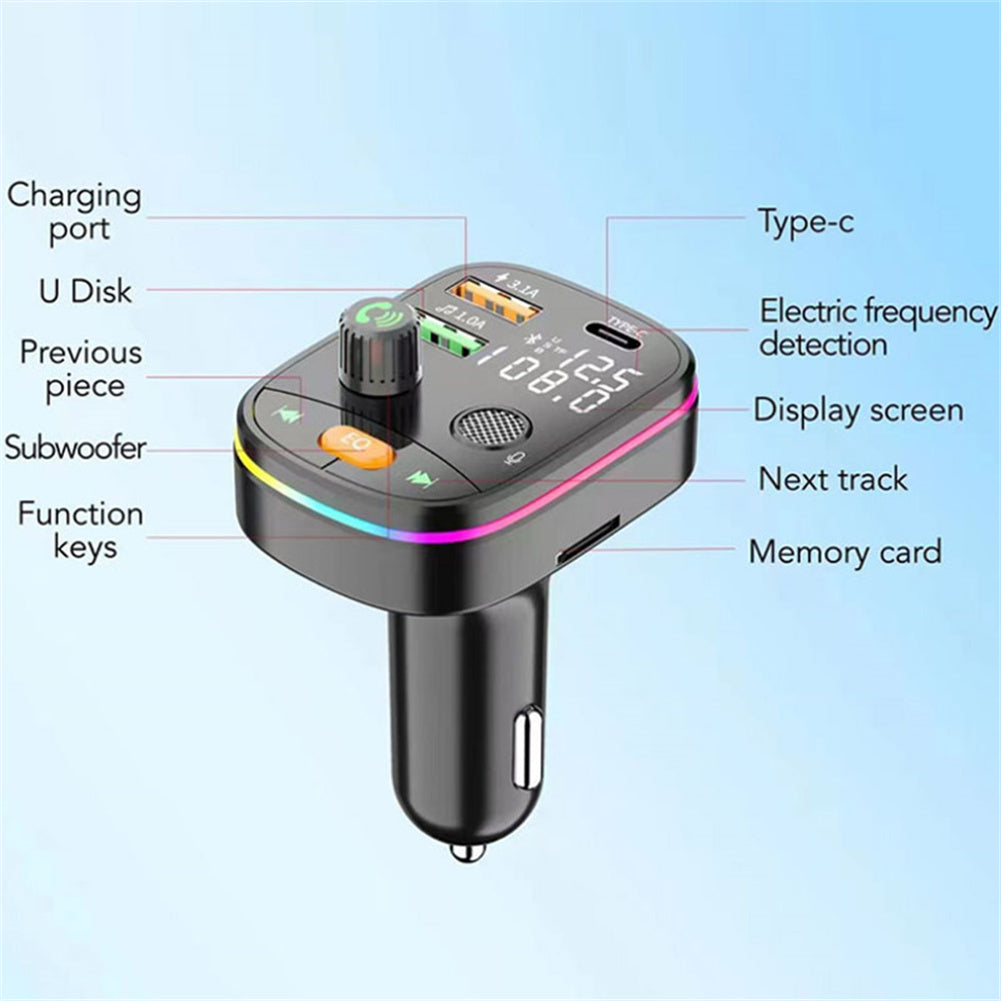 Bluetooth 5.0 FM Transmitter Wireless PD 20W Fast Charge Dual Display Dual Usb Charger Car Kit Black - Premium Car Chargers from Rapidvehicles - Just $17.99! Shop now at Rapidvehicles