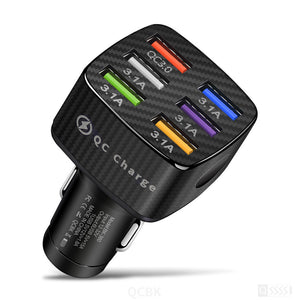 15a 6 Usb Car Charger Luminous Qc3.0 75w Fast Charging Phone Adapter with Led Light Display Black - Premium Car Chargers from Rapidvehicles - Just $13.99! Shop now at Rapidvehicles