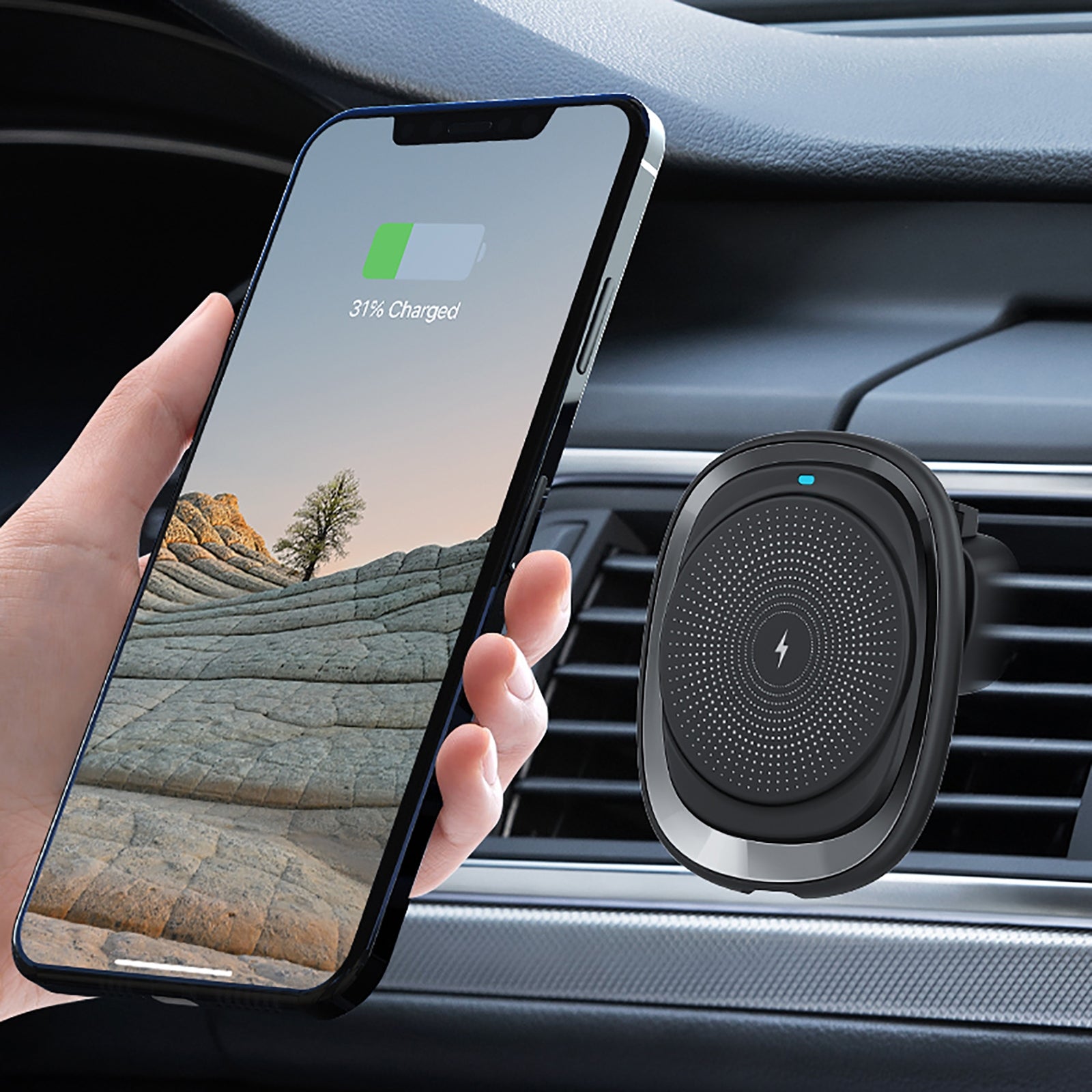 15w Magnetic Wireless Car Charger Fast Charging Air Vent Phone Mount Holder Black - Premium Car Mounts & Holders from Rapidvehicles - Just $34.99! Shop now at Rapidvehicles