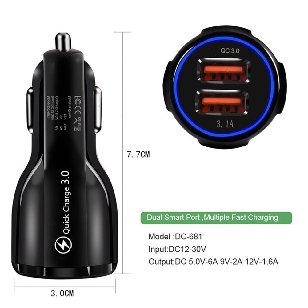 Quick Charge Qc3.0 Dual Usb Car Charger Universal Double Usb Fast Charging 12v 24v Smart Adapter White - Premium Car Chargers from Rapidvehicles - Just $11.99! Shop now at Rapidvehicles