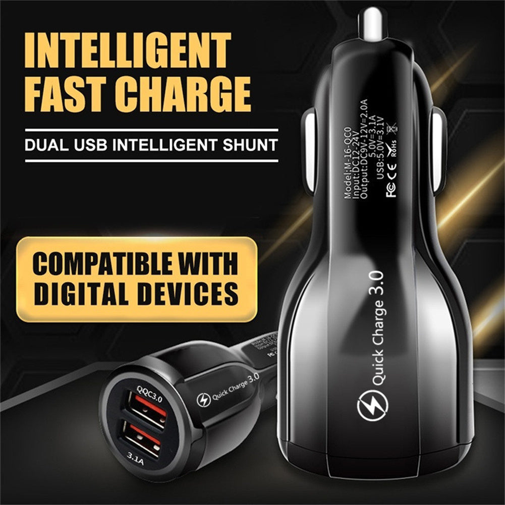 Quick Charge Qc3.0 Dual Usb Car Charger Universal Double Usb Fast Charging 12v 24v Smart Adapter White - Premium Car Chargers from Rapidvehicles - Just $11.99! Shop now at Rapidvehicles