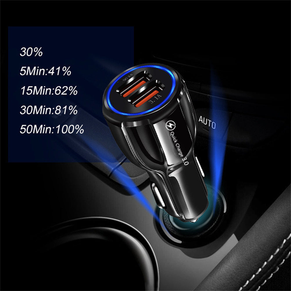 Quick Charge Qc3.0 Dual Usb Car Charger Universal Double Usb Fast Charging 12v 24v Smart Adapter Black - Premium Car Chargers from Rapidvehicles - Just $11.99! Shop now at Rapidvehicles