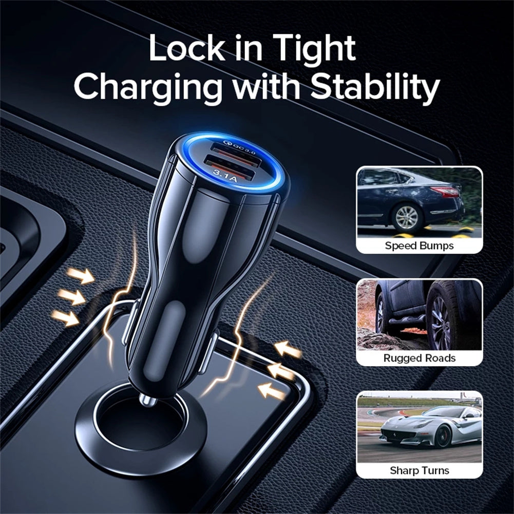 Quick Charge Qc3.0 Dual Usb Car Charger Universal Double Usb Fast Charging 12v 24v Smart Adapter Black - Premium Car Chargers from Rapidvehicles - Just $11.99! Shop now at Rapidvehicles