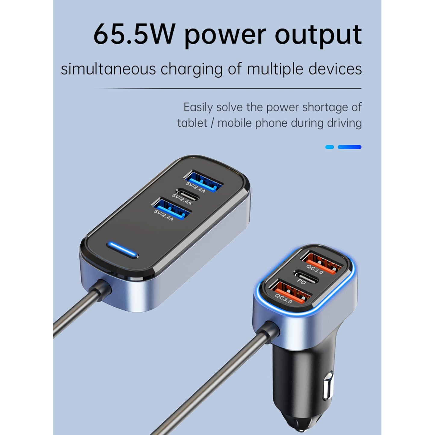 Sc05 Car Charger 65.5w High-power Pd/qc3.0 Fast Charging Voltage - Premium Car Chargers from Rapidvehicles - Just $46.99! Shop now at Rapidvehicles