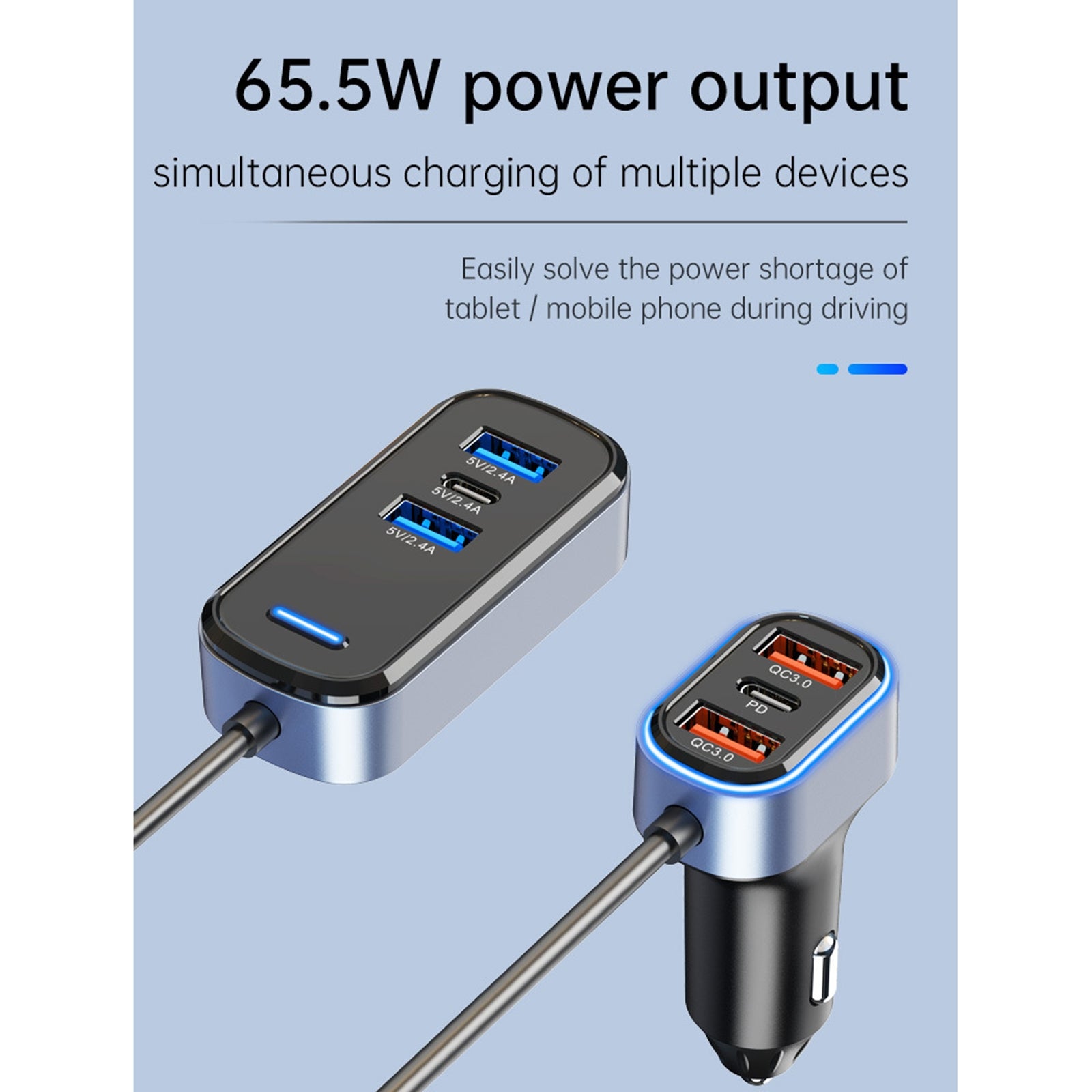 Sc05 Car Charger 65.5w High-power Pd/qc3.0 Fast Charging Voltage Display USB Hub Black - Premium Car Chargers from Rapidvehicles - Just $34.99! Shop now at Rapidvehicles