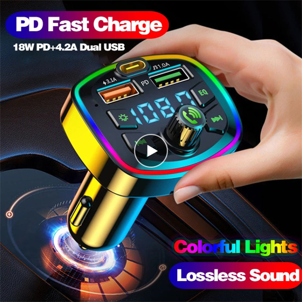 Car Bluetooth FM Transmitter Led Backlight Mp3 Player Hands Free Kit Dual Usb Adapter Fast Charger Q7 - Premium Car Chargers from Rapidvehicles - Just $16.99! Shop now at Rapidvehicles