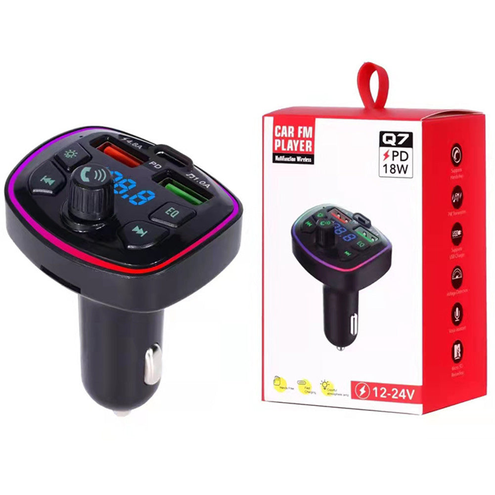 Car Bluetooth FM Transmitter Led Backlight Mp3 Player Hands Free Kit Dual Usb Adapter Fast Charger Q7 - Premium Car Chargers from Rapidvehicles - Just $16.99! Shop now at Rapidvehicles