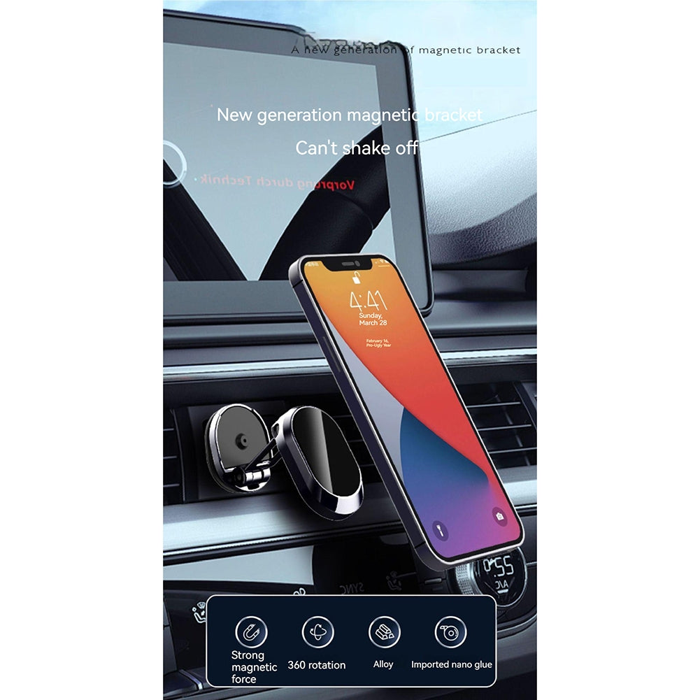 Magnetic Car Phone Holder 360 Rotating Multi-angle Support Folding Black Silver - Premium Car Mounts & Holders from Rapidvehicles - Just $16.99! Shop now at Rapidvehicles