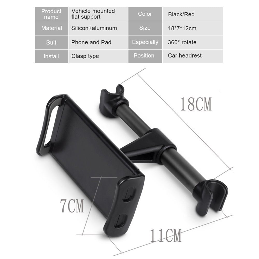 Car Rear Seat Headrest Bracket 360 Degree Rotation Adjustable Width Phone Holder Compatible For Ipad Tablet 4-11 Inch black - Premium Car Mounts & Holders from Rapidvehicles - Just $20.99! Shop now at Rapidvehicles